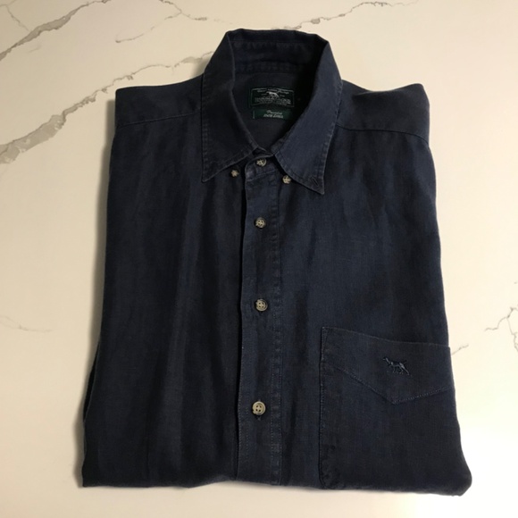 Rodd & Gunn 100% Pre Washed Linen Men’s XL Navy Short Sleeve Button Down Shirt - Picture 7 of 7